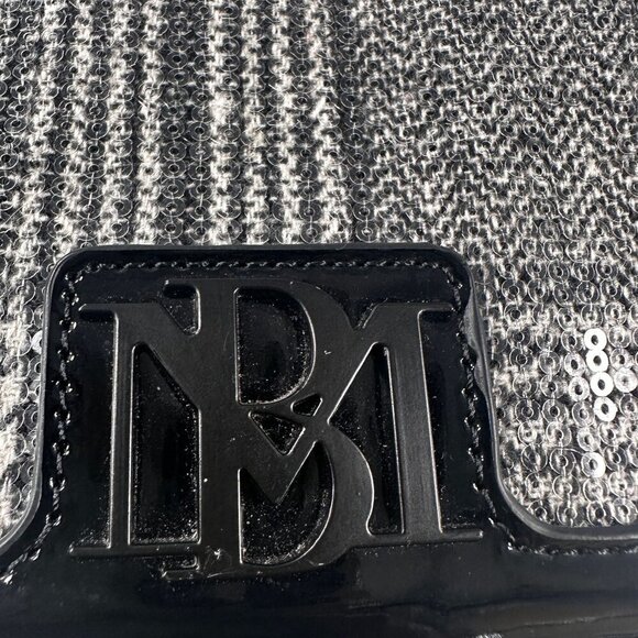 Badgley Mischka Sequins Wool Crossbody Vegan Leather Party Cocktail Purse Bag - Picture 6 of 15